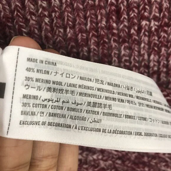 Abercrombie & Fitch Marled Burgundy Wool Blend Winter Scarf - Picture 5 of 7